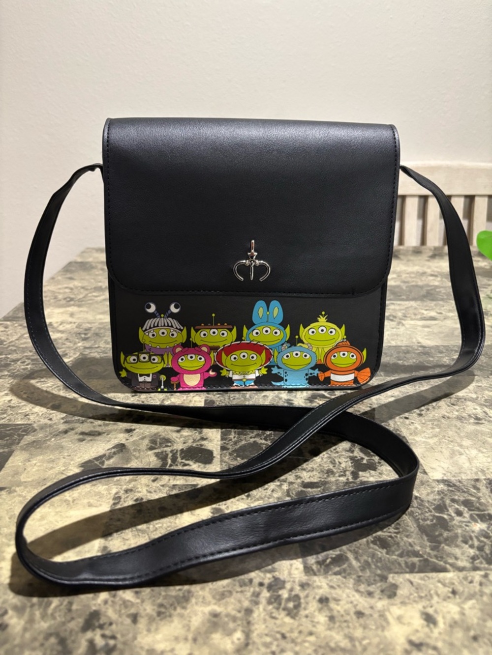 Loungefly Disney Pixar Alien Remix Black Faux Leather Crossbody Bag